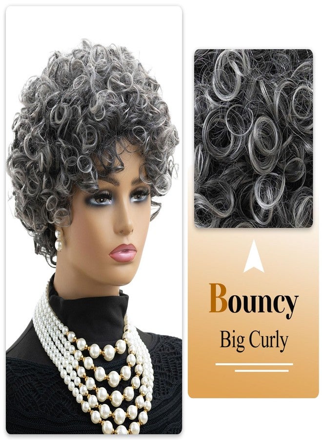 MOONSHOW Short Curly Wigs for Black Women - Synthetic Afro Wig - Pixie Cut with Bangs - Glueless - Modern Style - Image 2